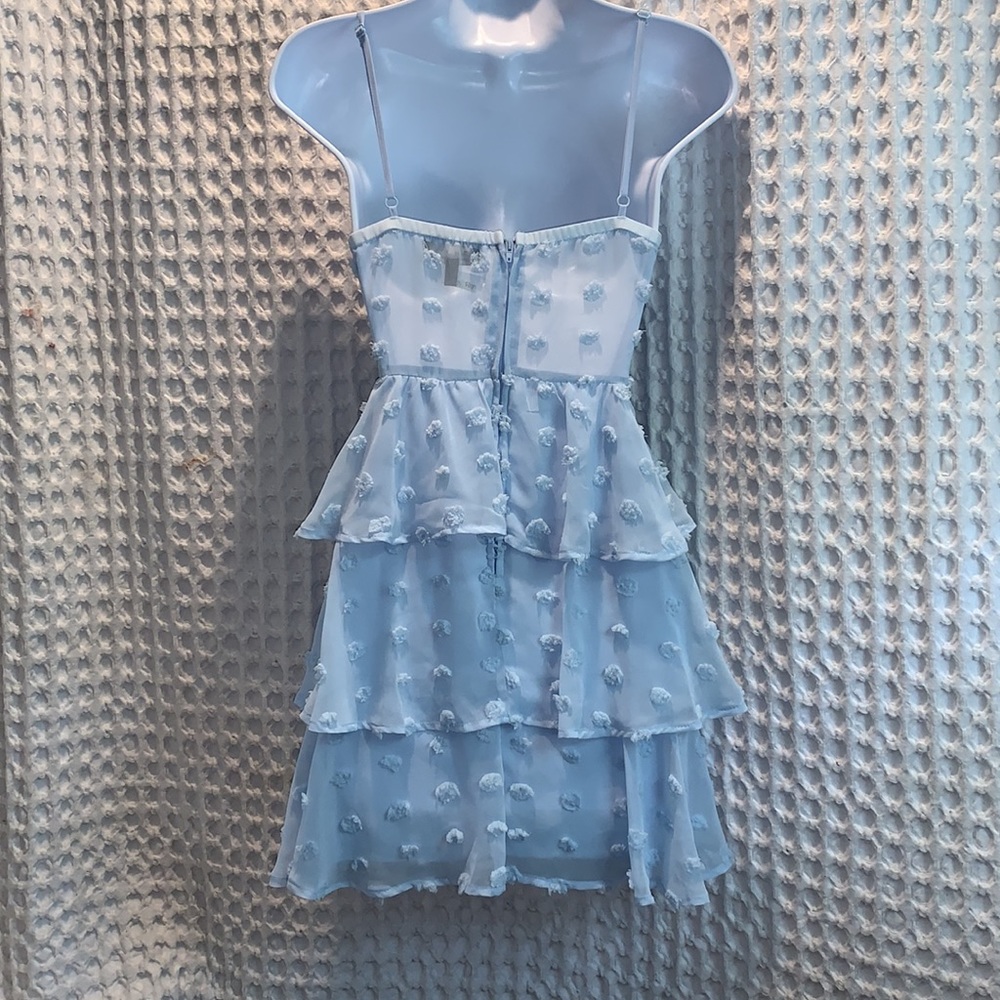 Trixxi Baby Blue Swiss Dot Chiffon Mini Dress - Picture 5 of 6